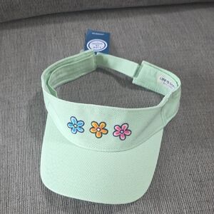 Life Is Good Adult Adjustable Visor With Three Daisies, Light Green, OS, NWT